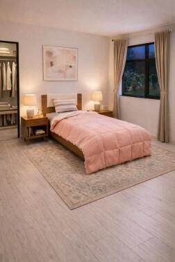 Sherpa Peluş Tek Kişilik Lastikli Çarşaflı Comforter Set Pudra - 1