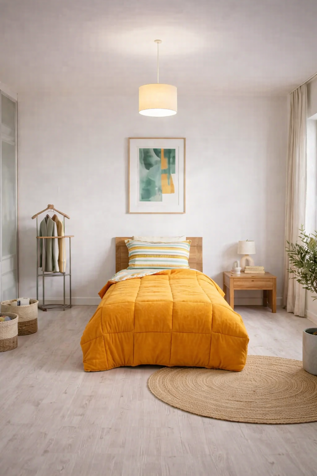 Sherpa Peluş Tek Kişilik Lastikli Çarşaflı Comforter Set Turuncu - 1