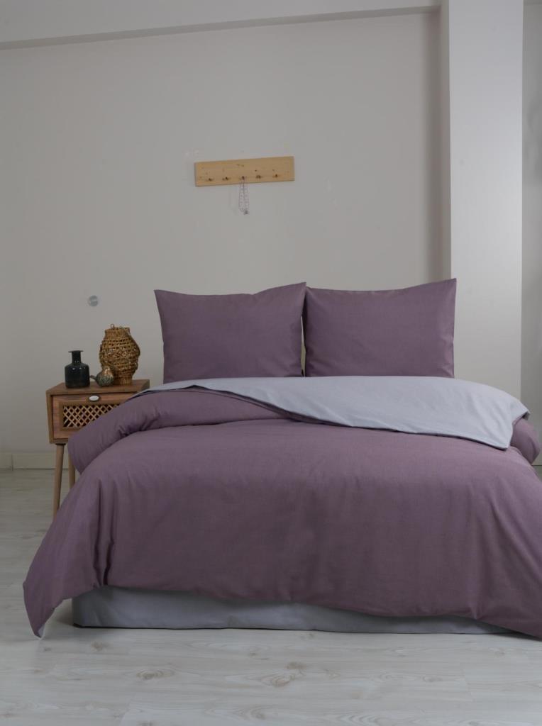 Silente Çift Kişilik Nevresim Takımı Fuşya - Gri - 1