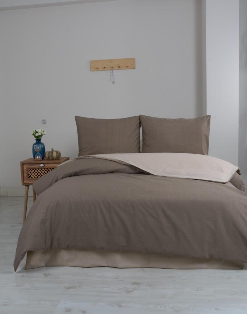 Silente Çift Kişilik Nevresim Takımı Kahve - Bej - 1