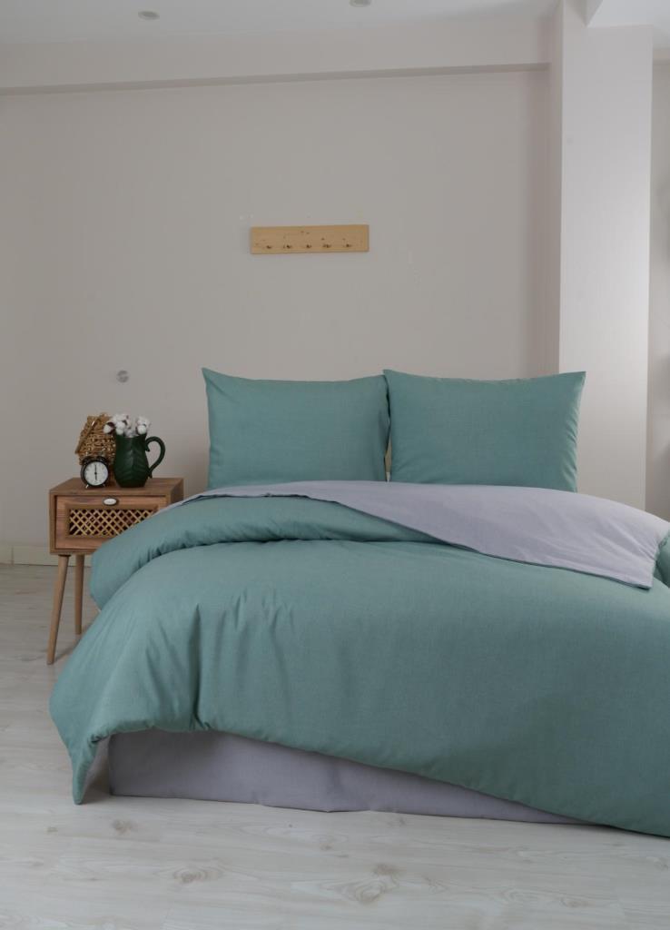 Silente Çift Kişilik Nevresim Takımı Mint - Gri - 1