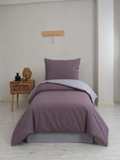 Silente Tek Kişilik Nevresim Takımı Fuşya - Gri - Çeyiz Diyarı