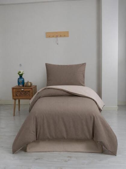 Silente Tek Kişilik Nevresim Takımı Kahve - Krem - Çeyiz Diyarı