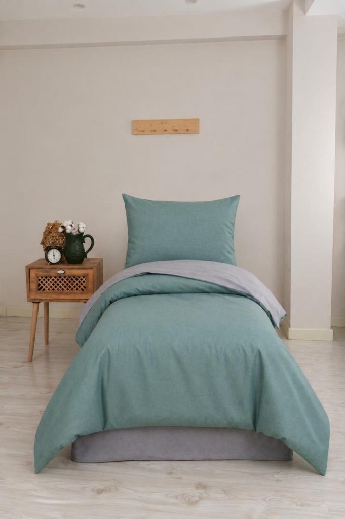 Silente Tek Kişilik Nevresim Takımı Mint - Gri - 1