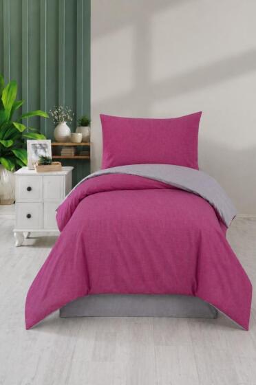 Silente Tek Kişilik Nevresim Takımı Mürdüm - Gri - Çeyiz Diyarı