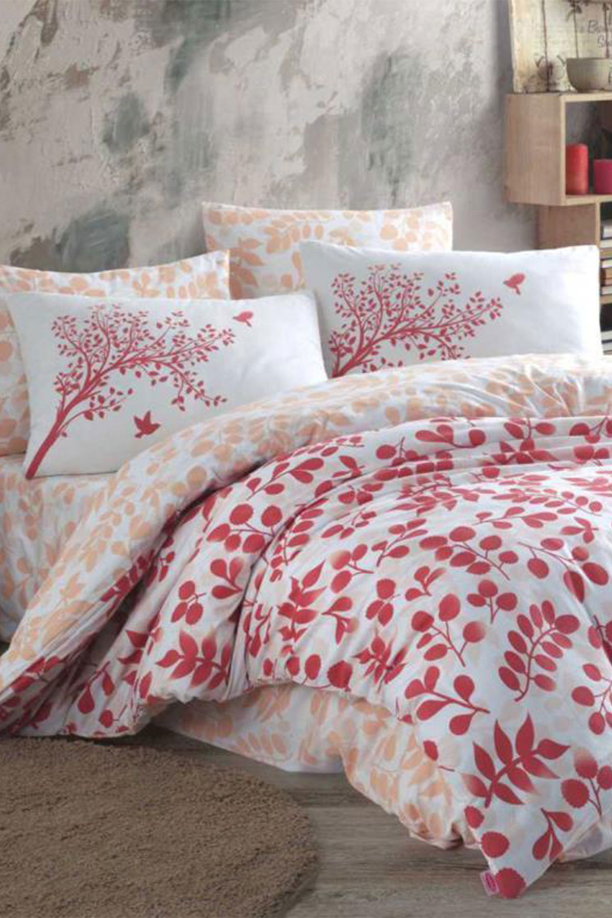 Silvia Tek Kişilik Ranforce Nevresim Takımı Kırmızı - 1