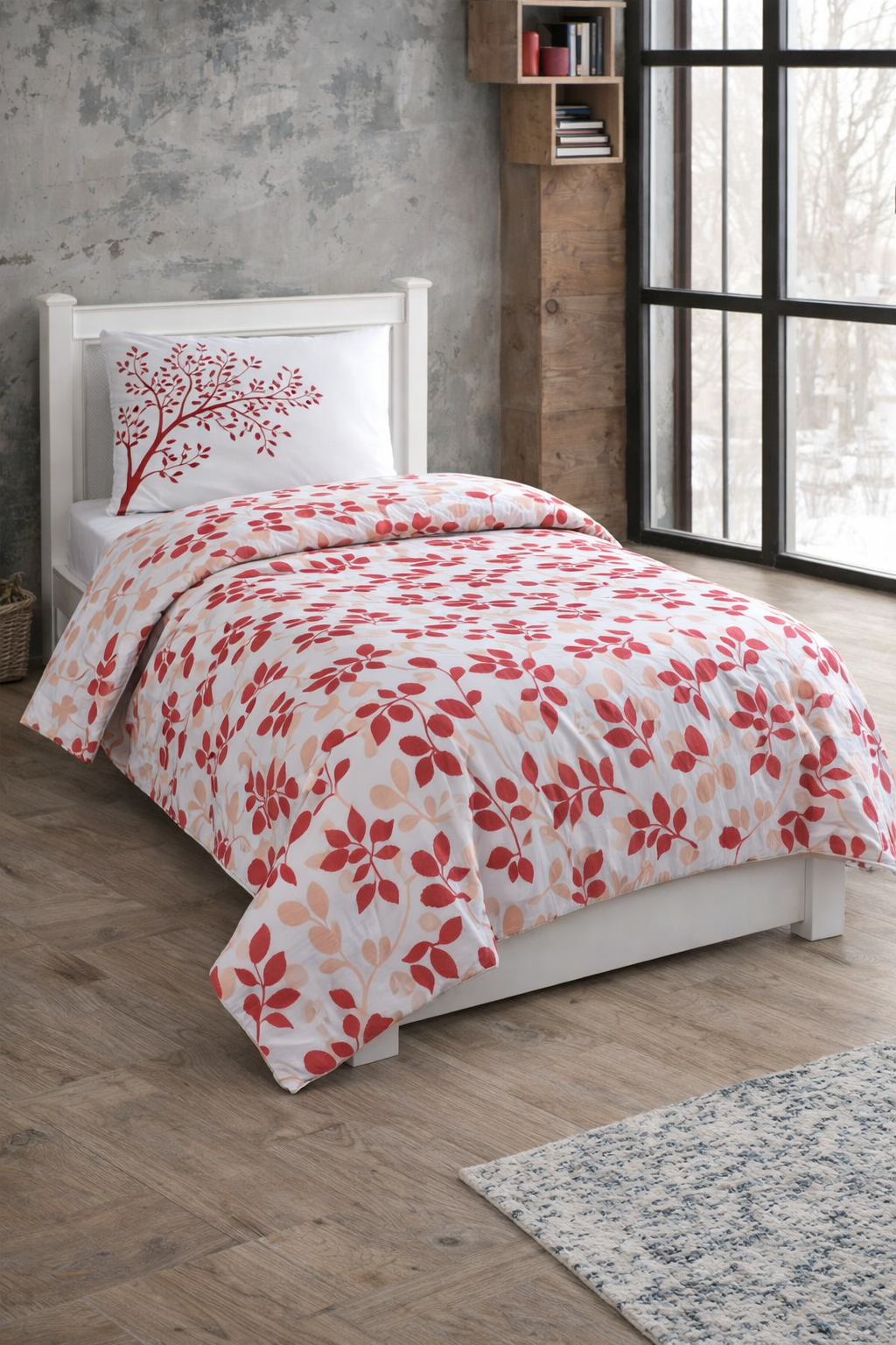 Silvia Tek Kişilik Ranforce Nevresim Takımı Kırmızı - 1