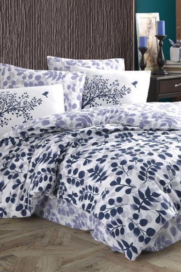 Silvia Tek Kişilik Ranforce Nevresim Takımı Lacivert - Hobby