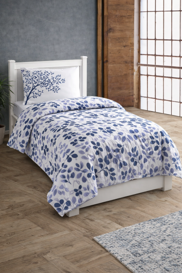 Silvia Tek Kişilik Ranforce Nevresim Takımı Lacivert - Hobby