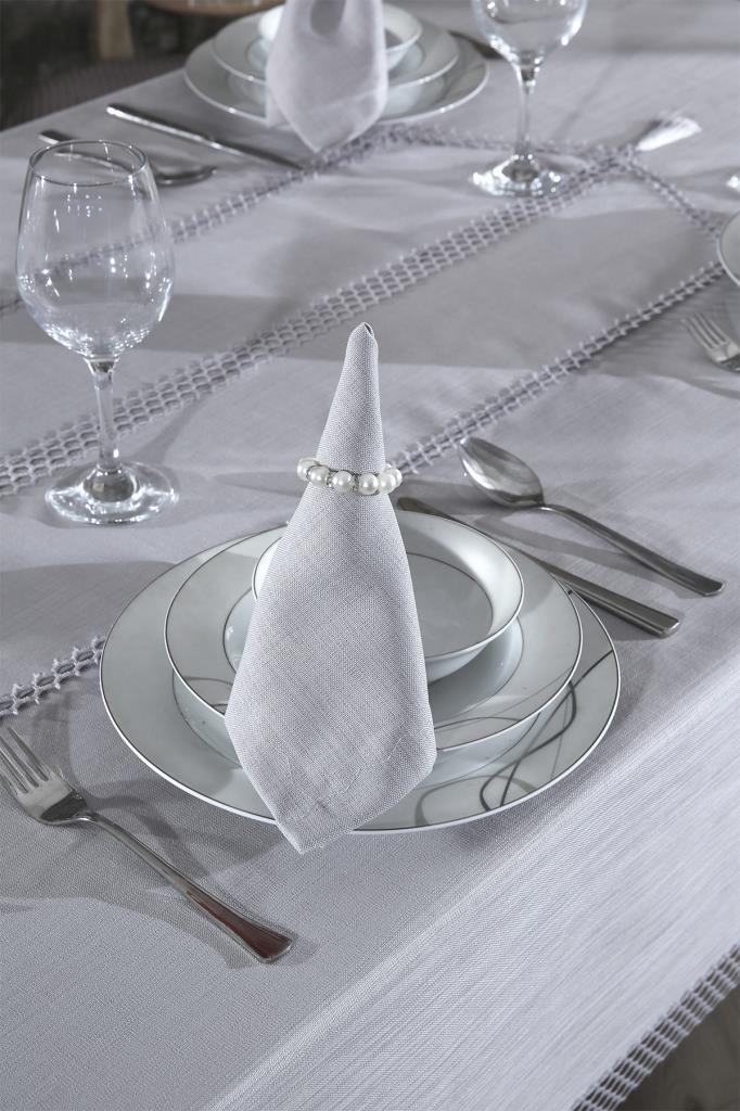 Simay Masa Örtüsü 26 Parça Gri - 5