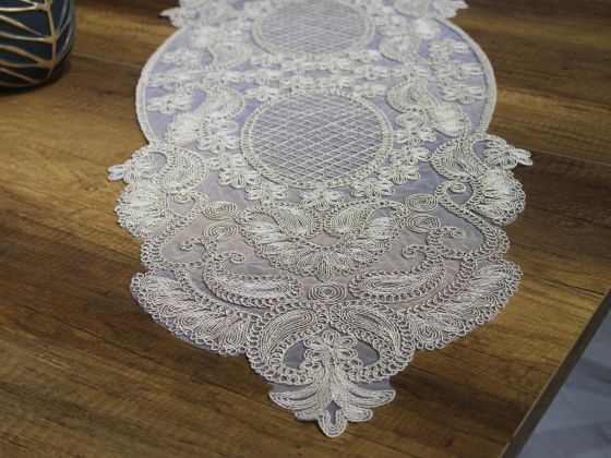 Simona Lale Desenli Oval Runner Cappucino - Çeyiz Diyarı