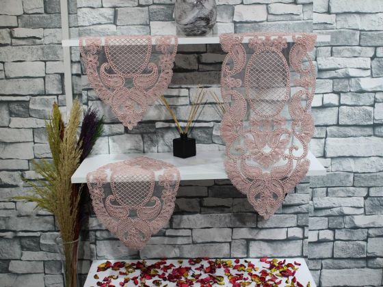 Simona Lale Desenli Yatak Odası Ve Salon Takımı 3 Parça Pudra - Çeyiz Diyarı