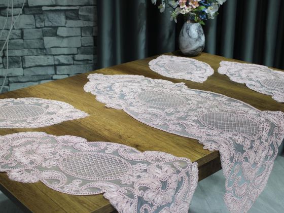 Simona Lale Desenli Yatak Odası Ve Salon Takımı 5 Parça Pudra - Çeyiz Diyarı