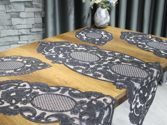 Simona Lale Desenli Yatak Odası Ve Salon Takımı 5 Parça Siyah - Çeyiz Diyarı