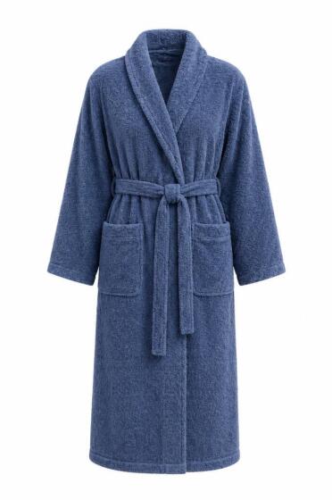 Softline L Beden Kemerli Bornoz İndigo - Çeyiz Diyarı