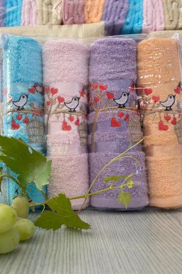 Softy Bird 4lü Nakışlı Çeyizlik Havlu Takımı - Çeyiz Diyarı