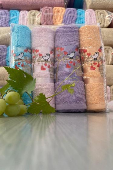Softy Bird 4lü Nakışlı Çeyizlik Havlu Takımı - Çeyiz Diyarı (1)