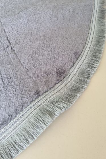 Spor Saçaklı Pelüş Yuvarlak Paspas 100x100 Antrasit - Çeyiz Diyarı (1)