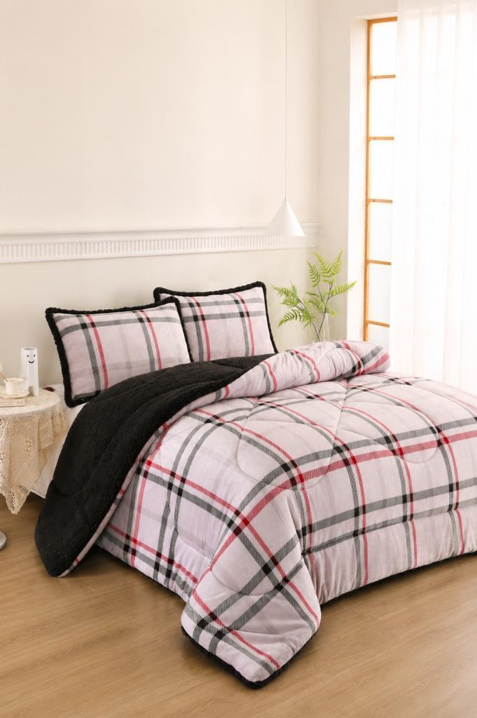 Spring Desenli Peluş Çift Kişilik Comforter Set - 1