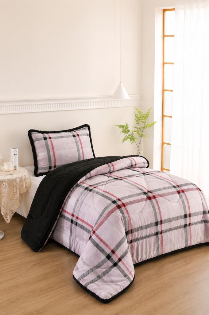 Spring Desenli Peluş Tek Kişilik Comforter Set - 1
