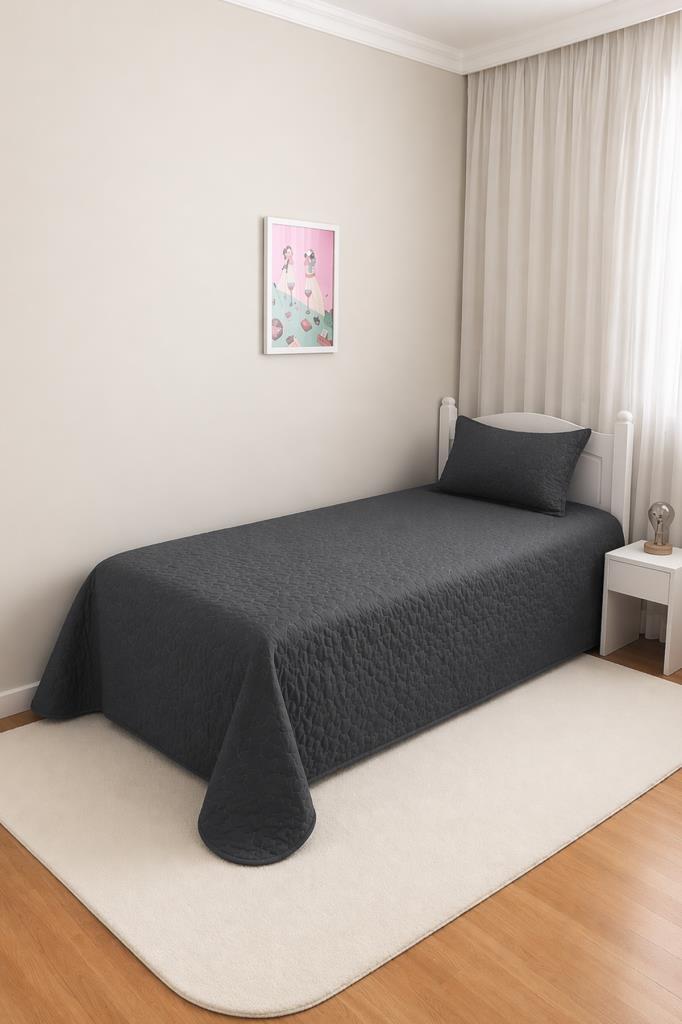 Star Tek Kişilik Kapitoneli Yatak Örtüsü Antrasit - 1