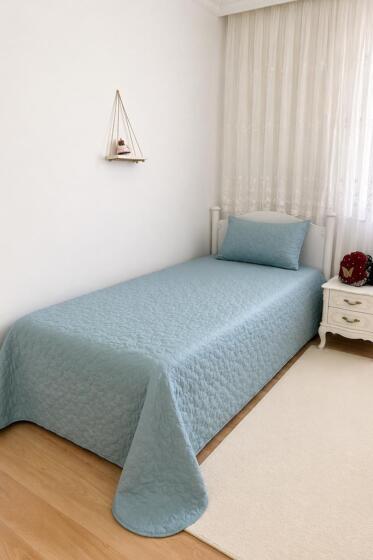 Star Tek Kişilik Kapitoneli Yatak Örtüsü Gri - Çeyiz Diyarı