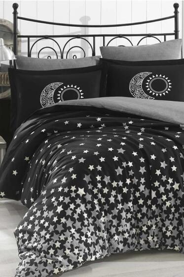 Stars Tek Kişilik Poplin Nevresim Takımı Siyah - Hobby