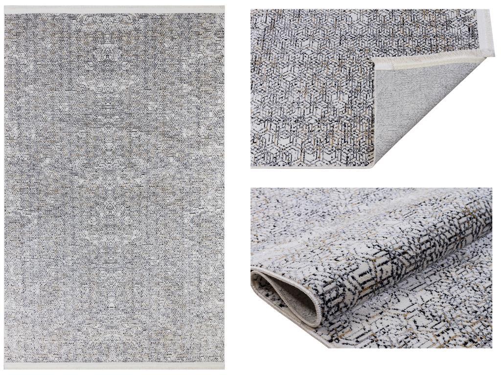 Still Hexagon Kaymaz Tabanlı Dikdörtgen Halı 80x150 Cm Black - 1