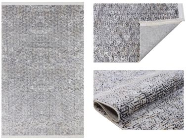 Still Hexagon Kaymaz Tabanlı Dikdörtgen Halı 80x150 Cm Black - 1