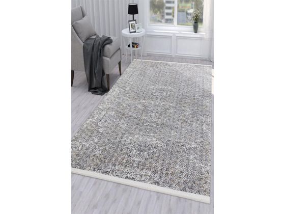 Still Hexagon Kaymaz Tabanlı Dikdörtgen Halı 80x150 Cm Black - Çeyiz Diyarı (1)