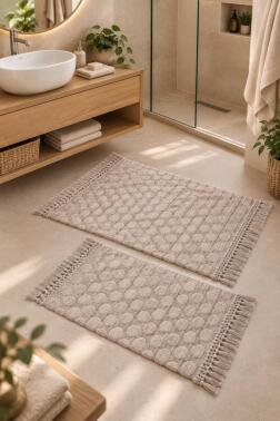 Stone %100 Pamuk 2li Banyo Paspas Takımı 60x90 cm - 40x60 cm - 1