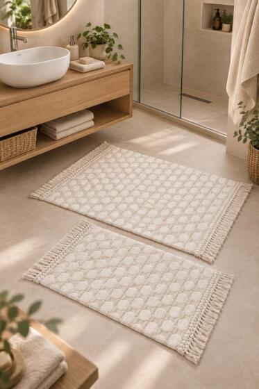 Stone %100 Pamuk 2li Banyo Paspas Takımı 60x90 cm - 40x60 cm - Çeyiz Diyarı (1)