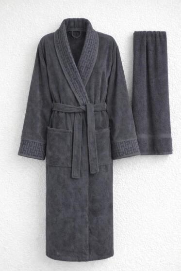 Su Yolu 2xl Beden 2 Parça Bornoz Takımı Antrasit - Çeyiz Diyarı