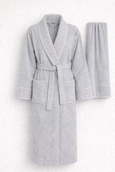 Su Yolu 2xl Beden 2 Parça Bornoz Takımı Gri - Çeyiz Diyarı