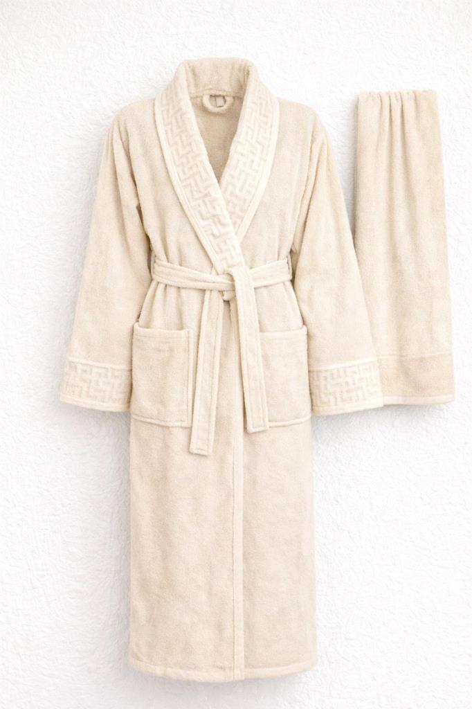 Su Yolu 3xl Beden 2 Parça Bornoz Takımı Krem - 1