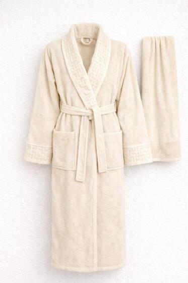 Su Yolu 3xl Beden 2 Parça Bornoz Takımı Krem - Çeyiz Diyarı