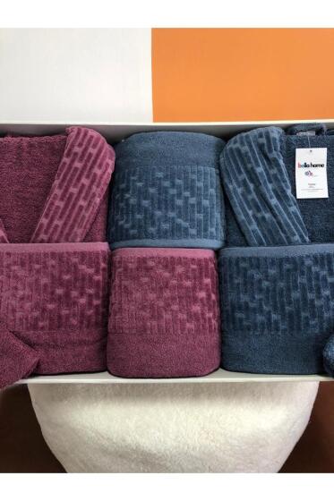 Su Yolu 8 Parça Aile Bornoz Takımı İndigo - Mürdüm - Çeyiz Diyarı (1)