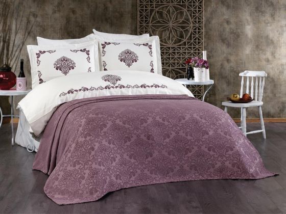 Sühan 7 Parça Çift Kişilik Şönil Pike Seti Mürdüm - Çeyiz Diyarı
