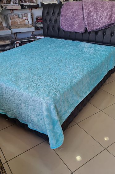 Sultan Çift Kişilik Tek Battaniye Mint - Çeyiz Diyarı