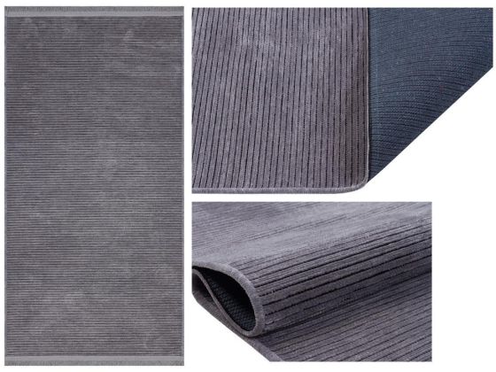 Sultan Kaymaz Tabanlı Dikdörtgen Halı 80x150 Cm Gri - Çeyiz Diyarı