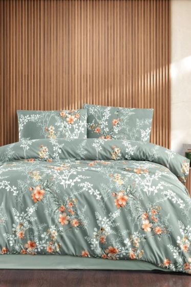 Taç Kristal Atra Terry Cotton Çift Kişilik Nevresim Takımı Adaçayı - Çeyiz Diyarı