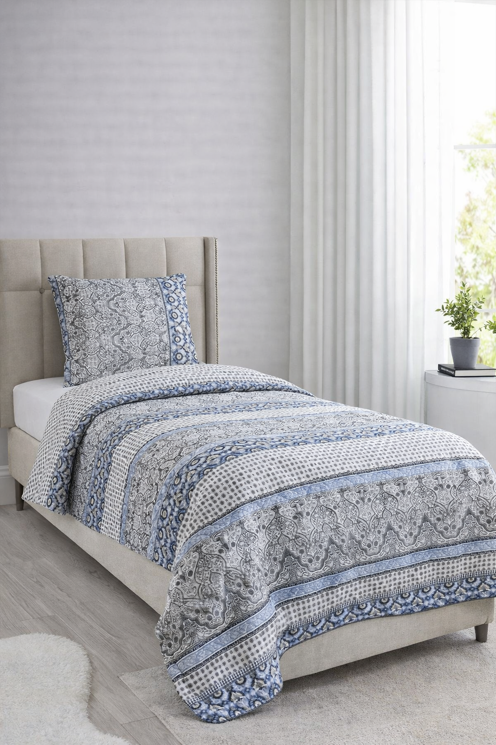 Taç Kristal Hare Tek Kişilik Dört Mevsim Nevresim Takımı Mavi - 1