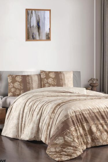 Taç Kristal Lory Terry Cotton Çift Kişilik Nevresim Takımı Kahve - Çeyiz Diyarı