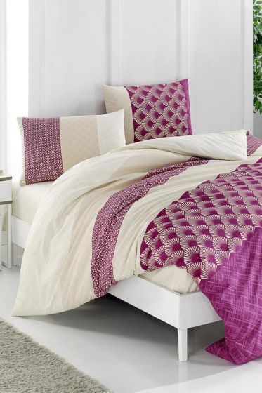 Taç Kristal Nil Light Collection Çift Kişilik Nevresim Takımı Mürdüm - Çeyiz Diyarı