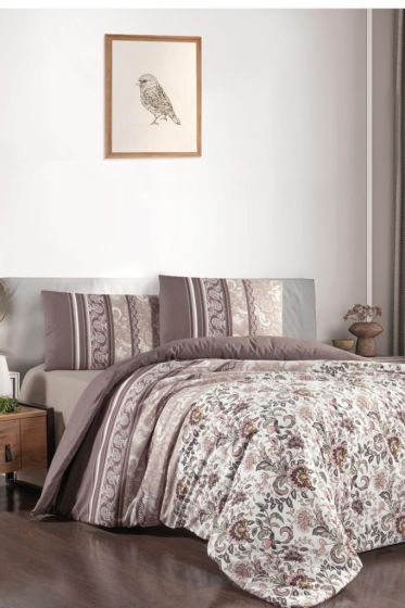 Taç Kristal Perla Terry Cotton Çift Kişilik Nevresim Takımı Kahve - Çeyiz Diyarı
