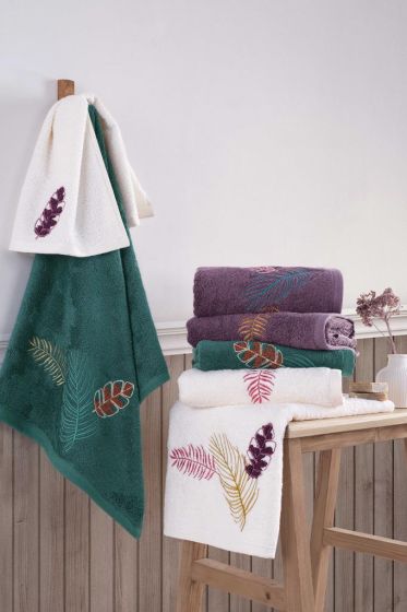 Talia Nakışlı Çeyizlik 6lı Bambu El Yüz Havlusu 50x90 Cm - Çeyiz Diyarı