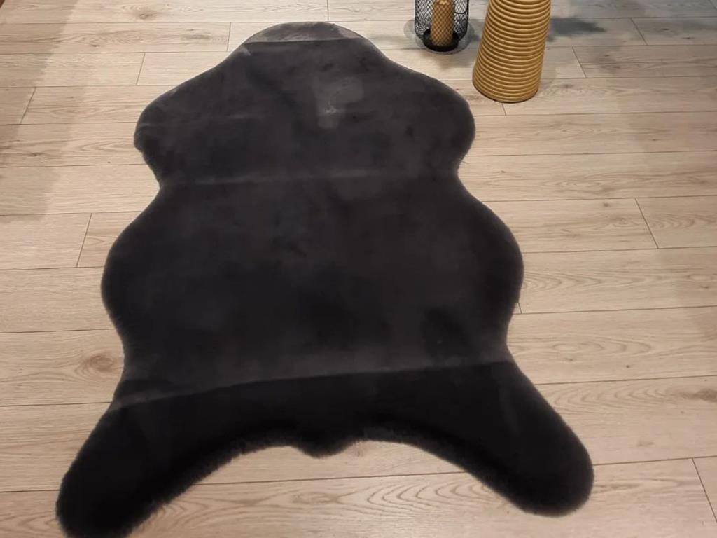 Tavşan Postu Dolgun Tüylü Kaydırmaz Halı 90x150 Cm Antrasit - 1