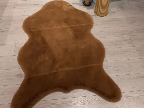 Tavşan Postu Dolgun Tüylü Kaydırmaz Halı 90x150 Cm Kahve - Çeyiz Diyarı