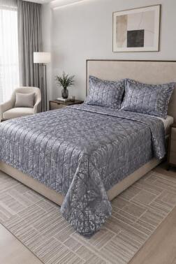 Terrano Çift Kişilik Yatak Örtüsü 240x250 cm Gri - 1