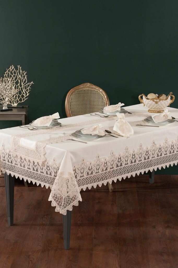 Tual Masa Örtüsü Takımı 26 Parça Ekru - 1